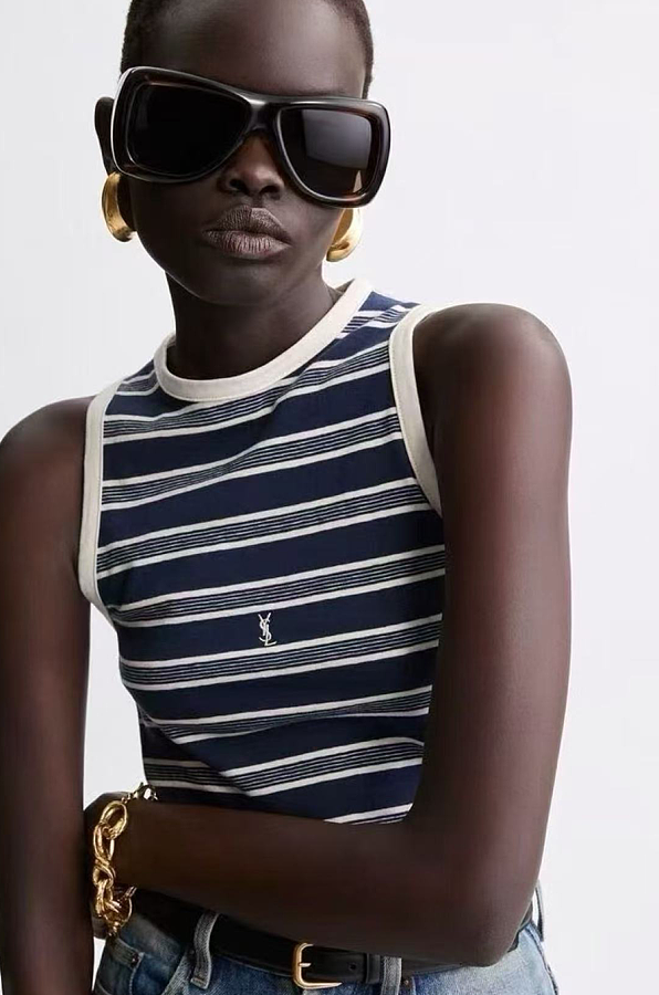 Tank Top in Striped Cotton Jersey
