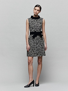 HEPBURN Pink Flocked Jacquard Dress