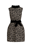 HEPBURN Pink Flocked Jacquard Dress