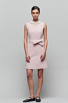 HEPBURN Pink Flocked Jacquard Dress