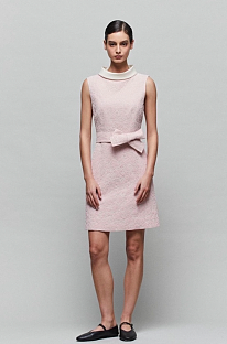 HEPBURN Pink Flocked Jacquard Dress