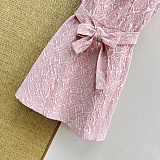 HEPBURN Pink Flocked Jacquard Dress