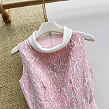 HEPBURN Pink Flocked Jacquard Dress