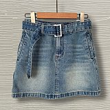 Washed Belted Mini Skirt