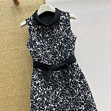 HEPBURN Pink Flocked Jacquard Dress