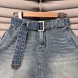 Washed Belted Mini Skirt