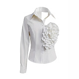 3D Floral One-shoulder Shirt