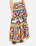 Carretto-print Poplin Maxi Skirt