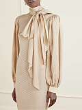 Tie-detailed Silk-jacquard Midi Dress