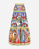 Carretto-print Poplin Maxi Skirt