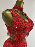 Sparkly Rhinestone Tassel Bodysuit