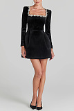 Square Neck Diamond Bandage Mini Dress