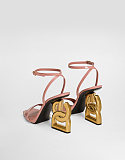 Patent leather sandals with 3.5 heel
