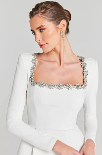 Square Neck Diamond Bandage Mini Dress