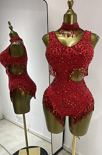 Sparkly Rhinestone Tassel Bodysuit