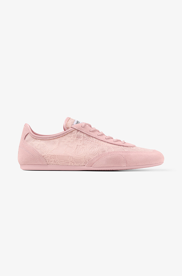 Rose Leather Mix and Jimmy Choo Lace Low Top Trainers