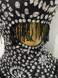 Sparkly Rhinestone Tassel Bodysuit