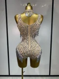 Sparkly Rhinestone Tassel Bodysuit