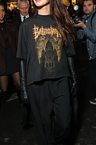 Balenciaga Cathedral Print and Distressed Hem Oversized Black  Metal-Style Graphic Long Tail T-Shirt