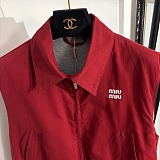 Amaranth Red Washed Poplin Vest