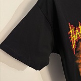 Balenciaga Cathedral Print and Distressed Hem Oversized Black  Metal-Style Graphic Long Tail T-Shirt