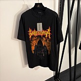 Balenciaga Cathedral Print and Distressed Hem Oversized Black  Metal-Style Graphic Long Tail T-Shirt