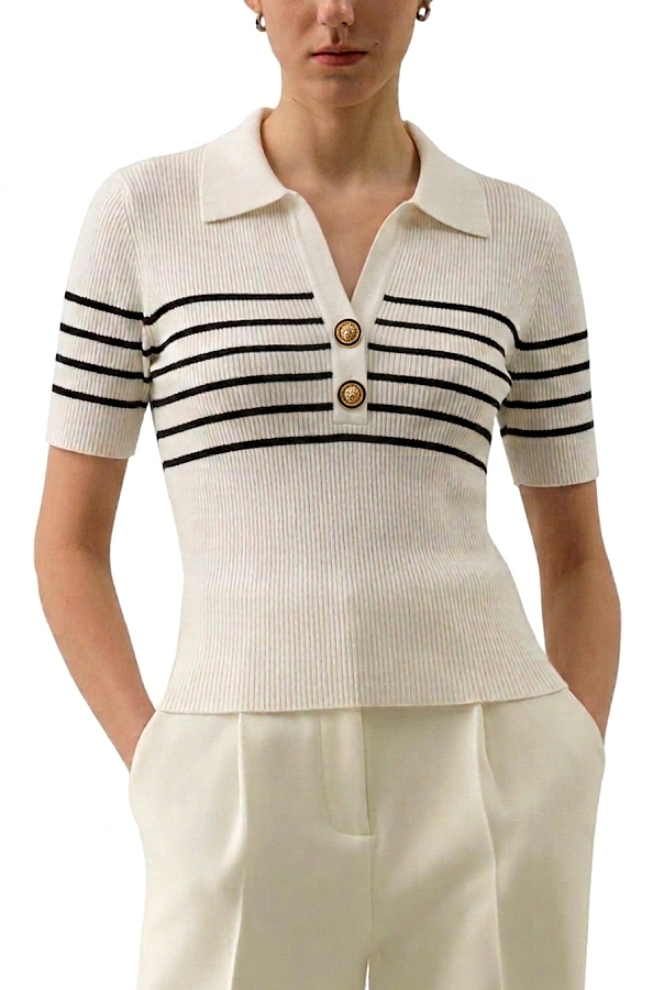 Striped  Polo Sweater