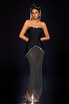 Hotfix Rhinestone Sparkly Skirt Set