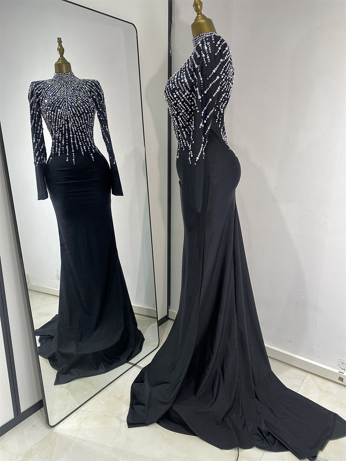 Sequins Gown with Flared Hem