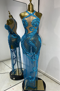 Blue Mermaid Prom Dress