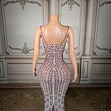 Spaghetti Straps Square Fully Rhinestone Evening Dresses