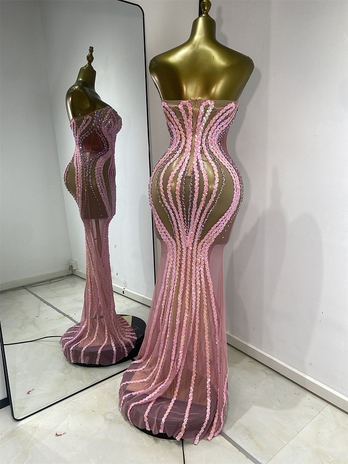 Blush Siren Illusion Gown