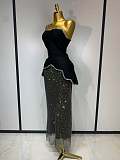 Hotfix Rhinestone Sparkly Skirt Set
