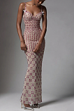 Spaghetti Straps Square Fully Rhinestone Evening Dresses