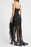 Strapless Ruffle Chiffon High-Low Corset Gown