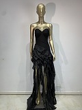 Strapless Ruffle Chiffon High-Low Corset Gown