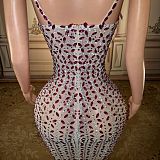 Spaghetti Straps Square Fully Rhinestone Evening Dresses