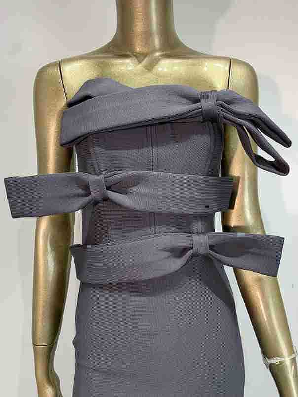 Strapless Bow Bandage Maxi Dress