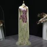Luxury Sequin Evening Dress(green & purple)