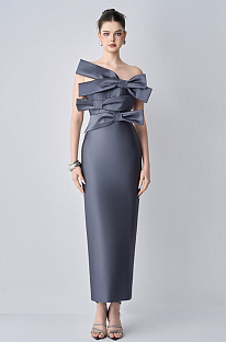 Strapless Bow Bandage Maxi Dress