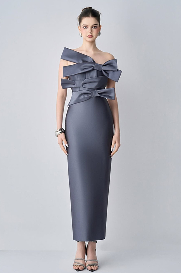 Strapless Bow Bandage Maxi Dress
