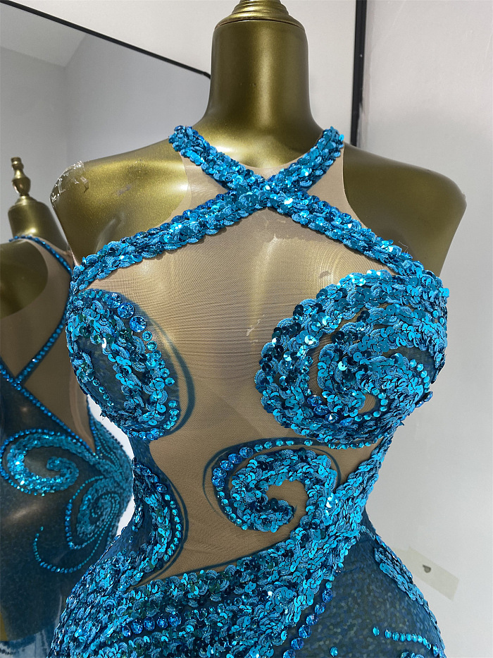 Blue Mermaid Prom Dress