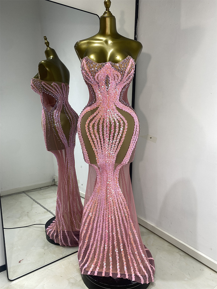 Blush Siren Illusion Gown