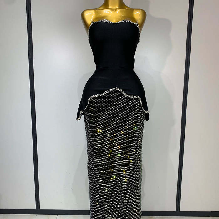 Hotfix Rhinestone Sparkly Skirt Set