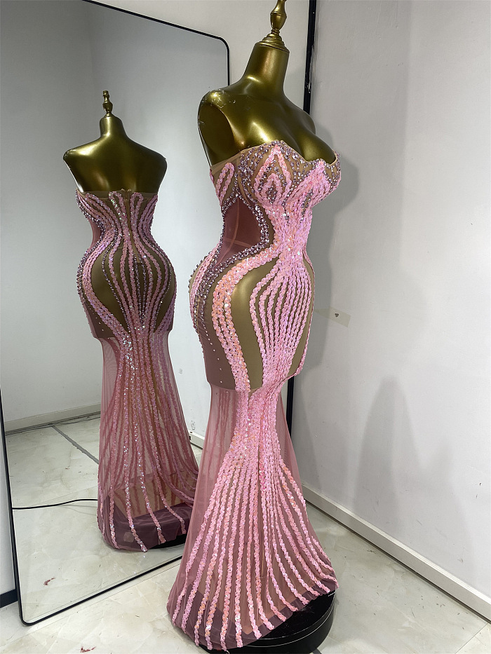 Blush Siren Illusion Gown