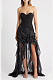 Strapless Ruffle Chiffon High-Low Corset Gown
