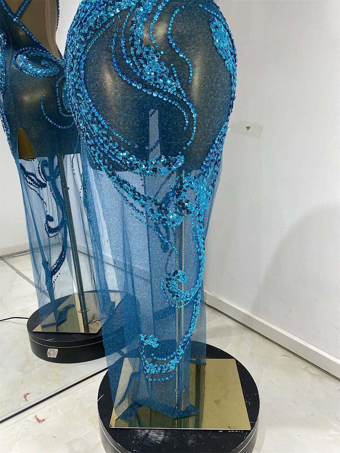 Blue Mermaid Prom Dress