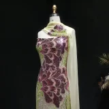 Luxury Sequin Evening Dress(green & purple)