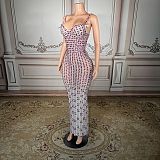 Spaghetti Straps Square Fully Rhinestone Evening Dresses