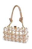 Woven Knotted Rhinestone Clutch
